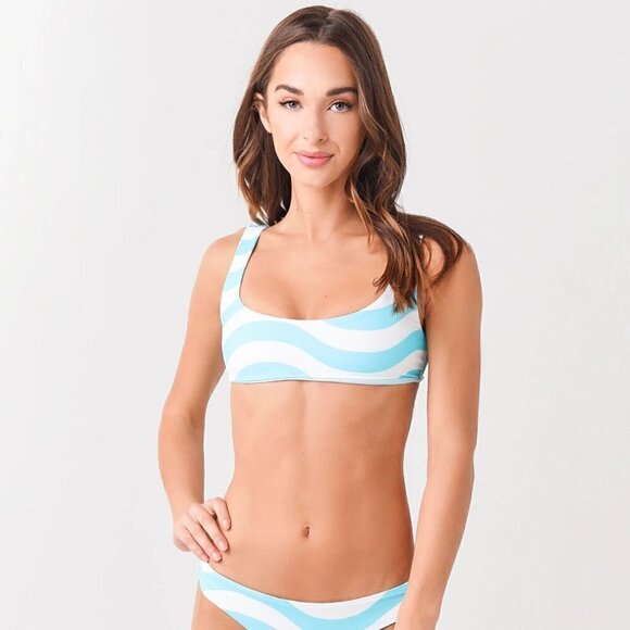 Solid & Striped The Elle Reversible Wavy Stripe Fresh Air Bikini Top New Medium - Picture 1 of 13